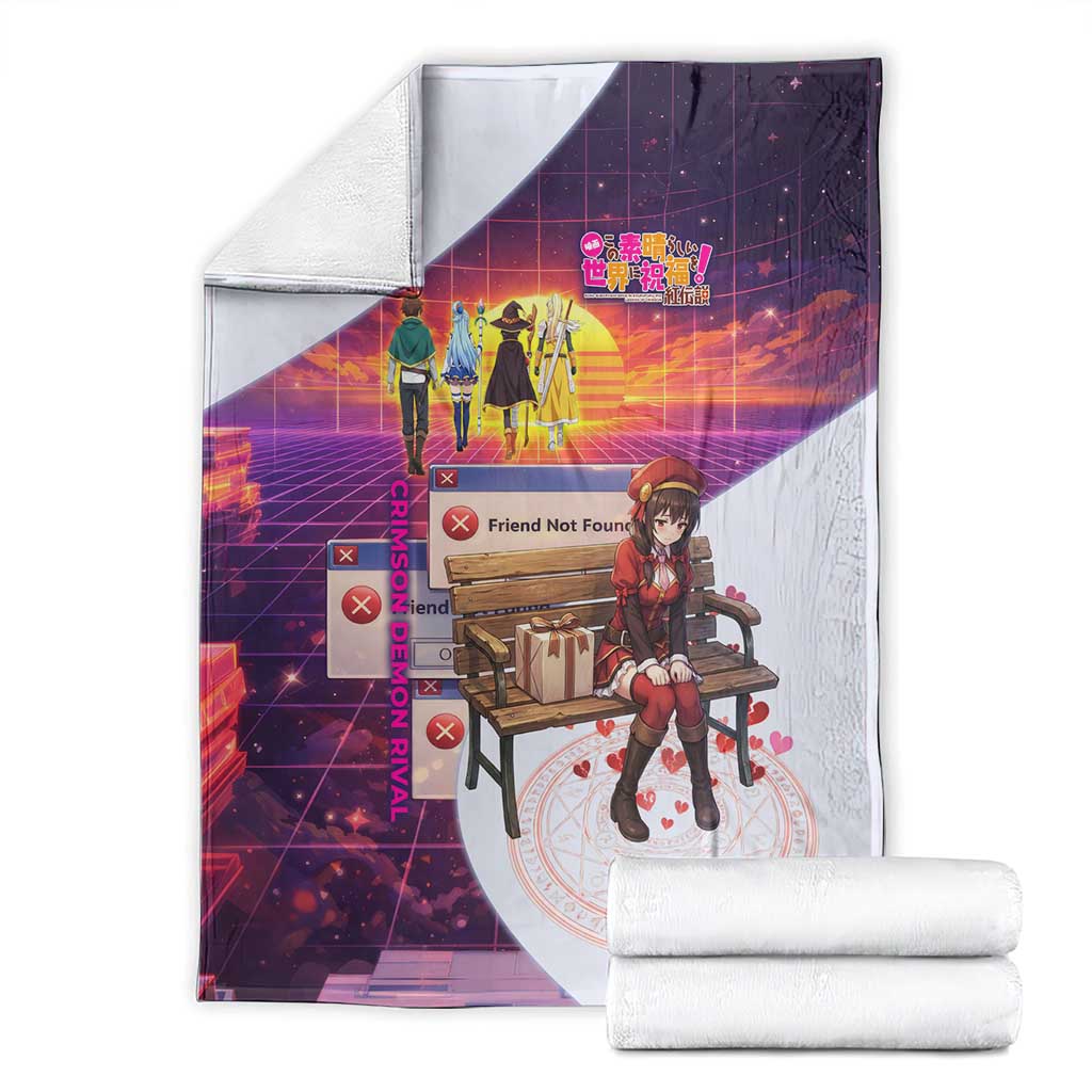 Friend Not Found Konosuba Tribute Blanket Vaporwave Digital Nostalgia Style