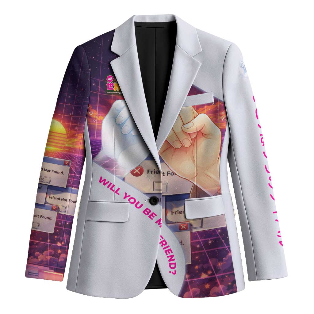 Friend Not Found Konosuba Tribute Blazer Vaporwave Digital Nostalgia Style