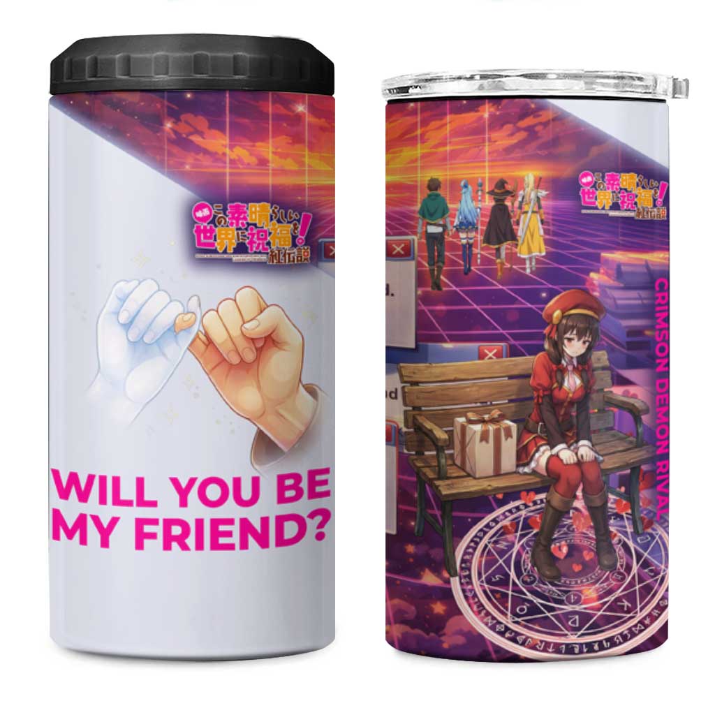 Friend Not Found Konosuba Tribute 4 in 1 Can Cooler Tumbler Vaporwave Digital Nostalgia Style