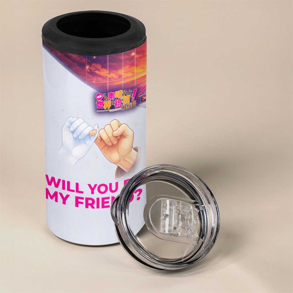 Friend Not Found Konosuba Tribute 4 in 1 Can Cooler Tumbler Vaporwave Digital Nostalgia Style