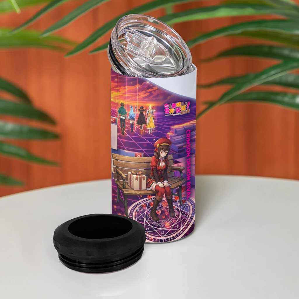 Friend Not Found Konosuba Tribute 4 in 1 Can Cooler Tumbler Vaporwave Digital Nostalgia Style