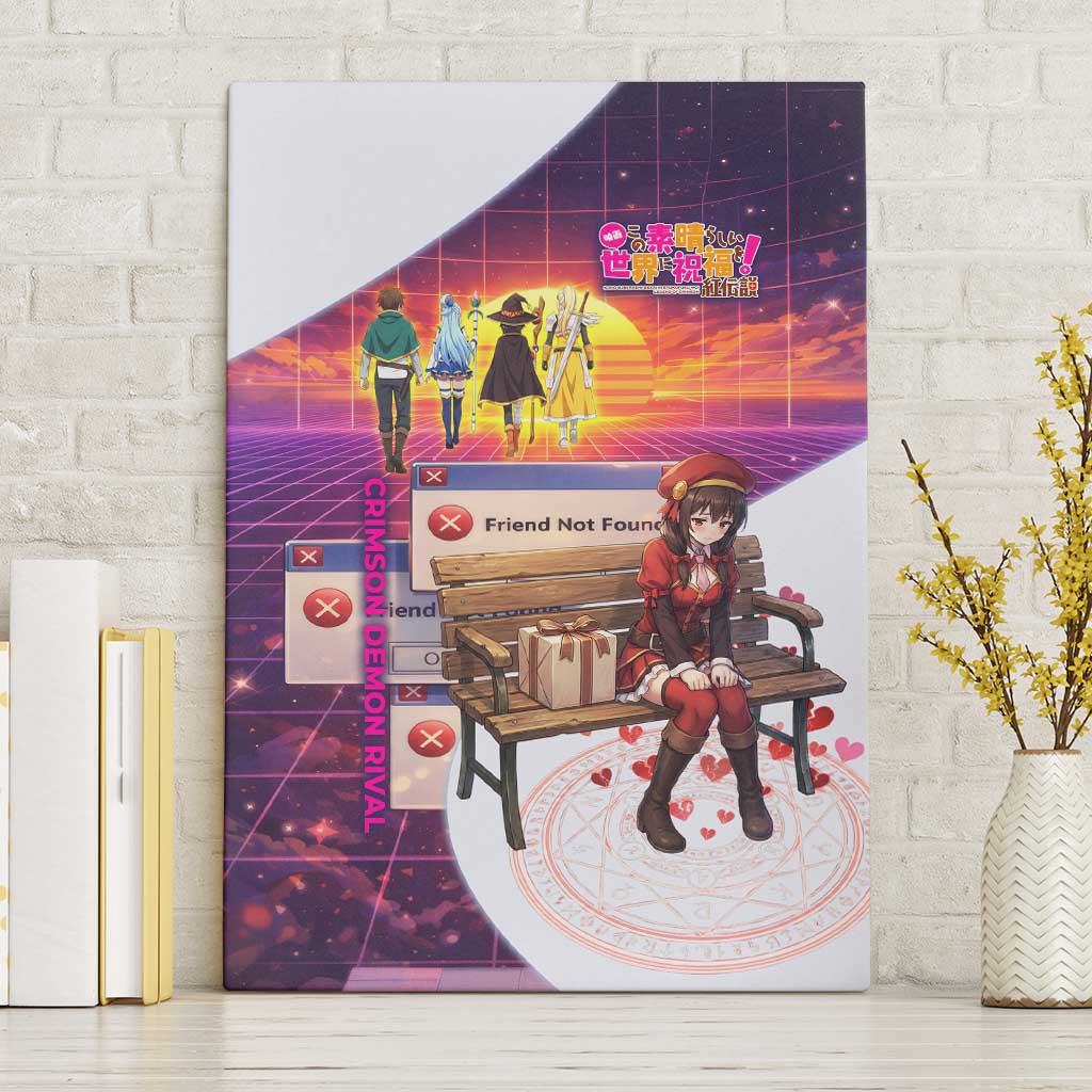 Friend Not Found Konosuba Tribute Canvas Wall Art Vaporwave Digital Nostalgia Style