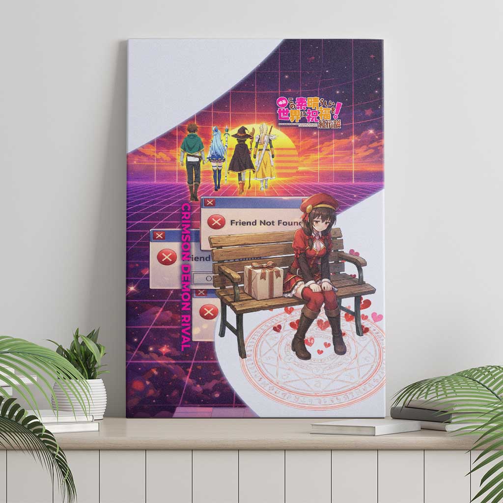 Friend Not Found Konosuba Tribute Canvas Wall Art Vaporwave Digital Nostalgia Style