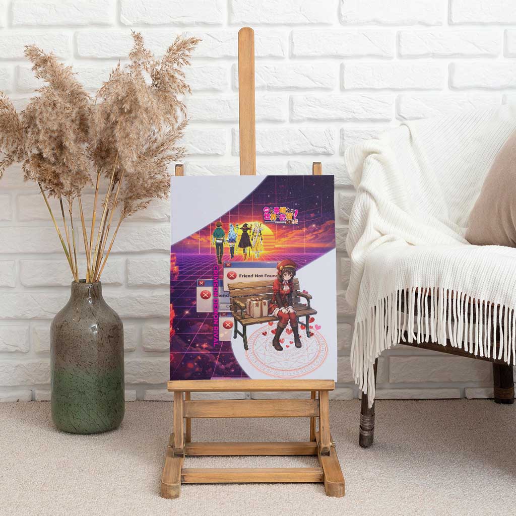 Friend Not Found Konosuba Tribute Canvas Wall Art Vaporwave Digital Nostalgia Style