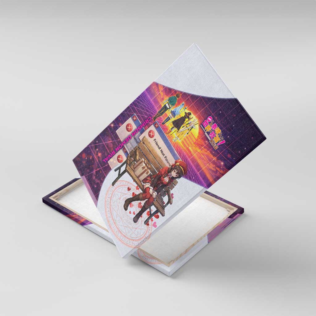 Friend Not Found Konosuba Tribute Canvas Wall Art Vaporwave Digital Nostalgia Style
