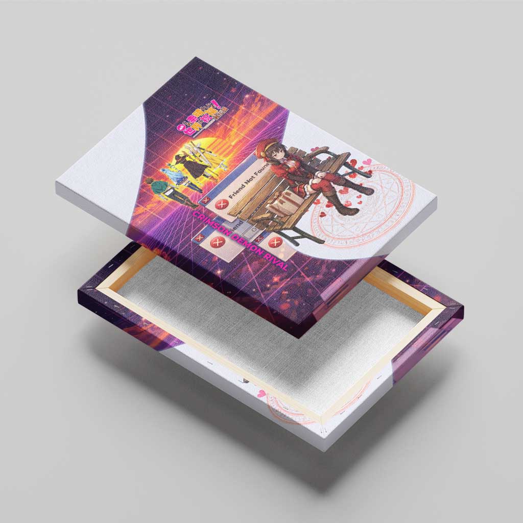 Friend Not Found Konosuba Tribute Canvas Wall Art Vaporwave Digital Nostalgia Style