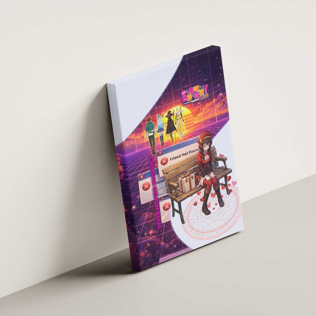 Friend Not Found Konosuba Tribute Canvas Wall Art Vaporwave Digital Nostalgia Style