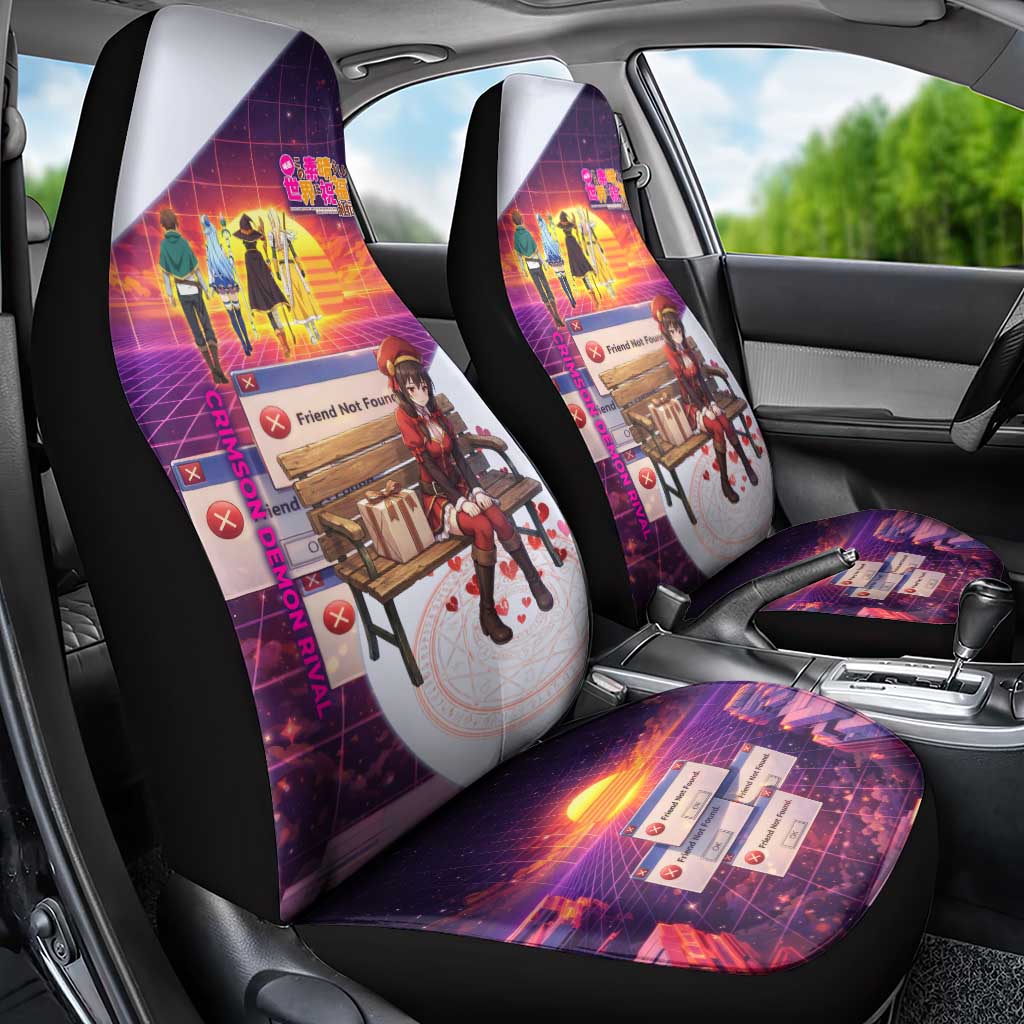 Friend Not Found Konosuba Tribute Car Seat Cover Vaporwave Digital Nostalgia Style