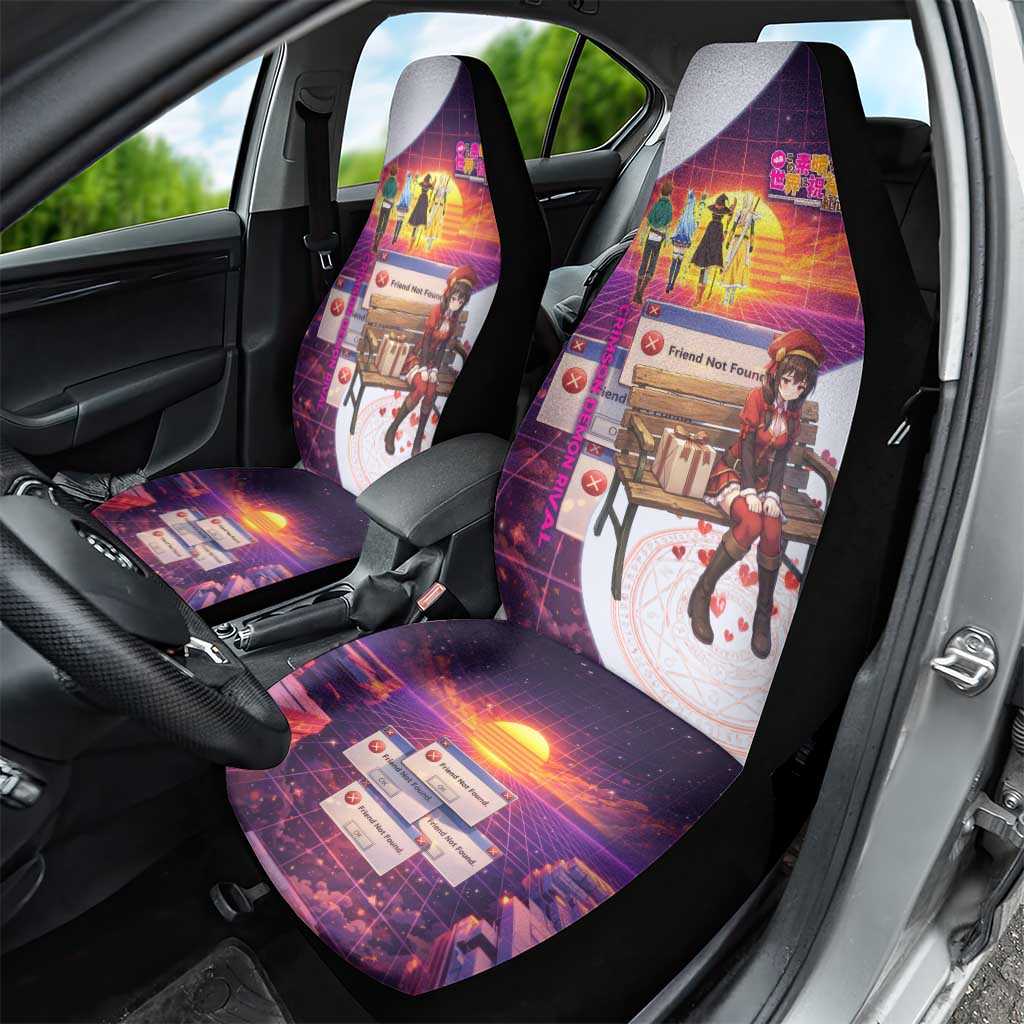 Friend Not Found Konosuba Tribute Car Seat Cover Vaporwave Digital Nostalgia Style