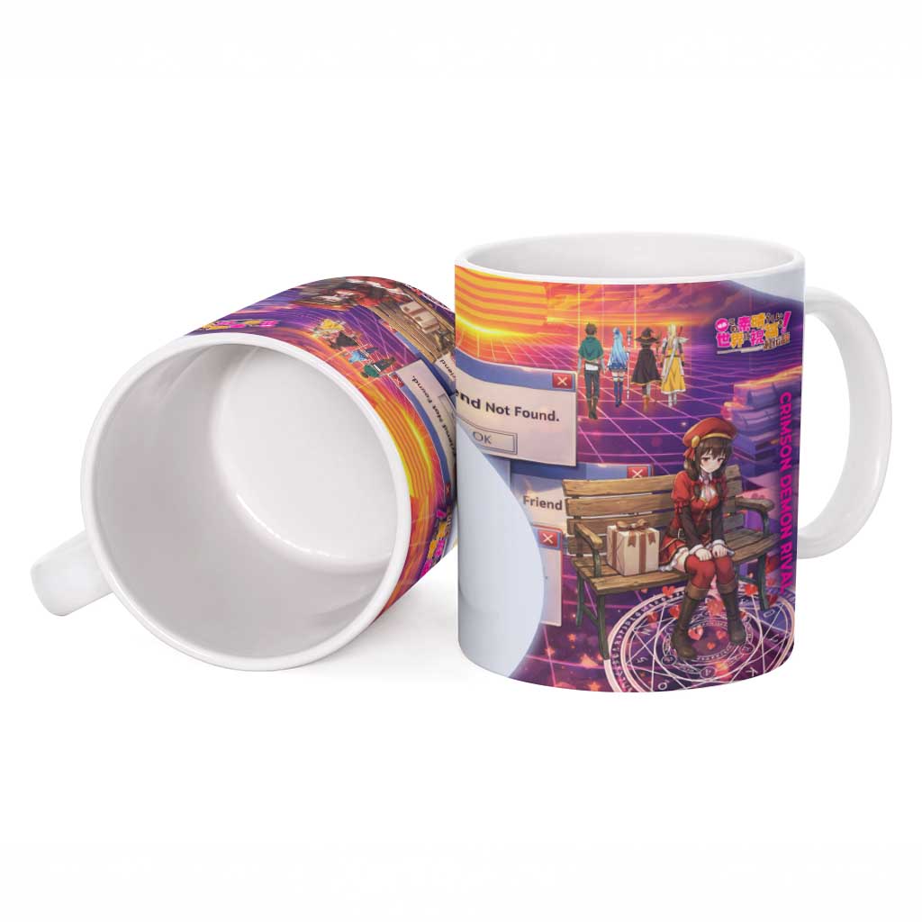 Friend Not Found Konosuba Tribute Ceramic Mug Vaporwave Digital Nostalgia Style