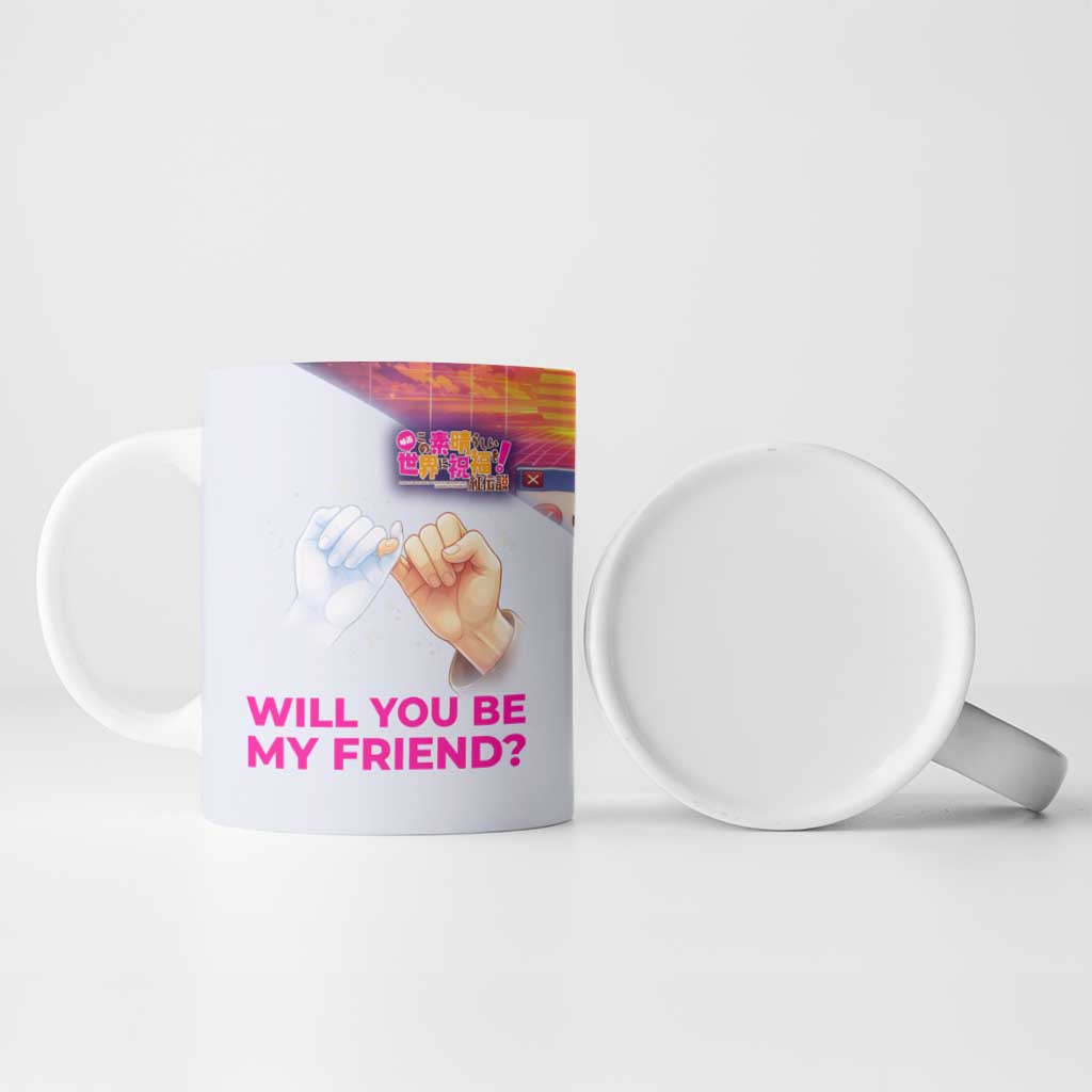 Friend Not Found Konosuba Tribute Ceramic Mug Vaporwave Digital Nostalgia Style
