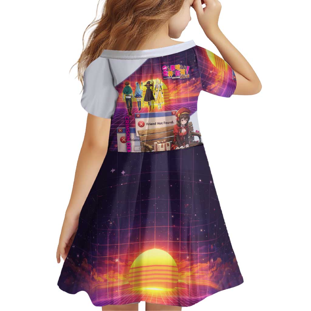 Friend Not Found Konosuba Tribute Family Matching Off Shoulder Maxi Dress and Hawaiian Shirt Vaporwave Digital Nostalgia Style