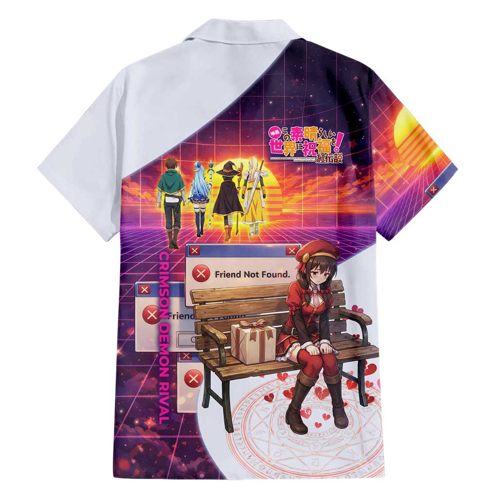 Friend Not Found Konosuba Tribute Family Matching Off Shoulder Maxi Dress and Hawaiian Shirt Vaporwave Digital Nostalgia Style
