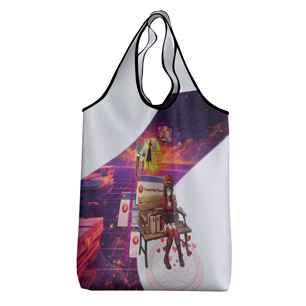 Friend Not Found Konosuba Tribute Grocery Bag Vaporwave Digital Nostalgia Style