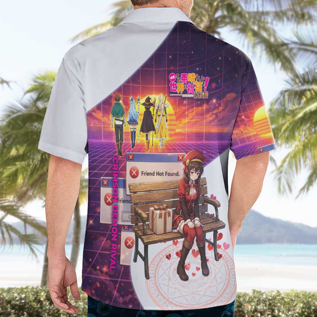 Friend Not Found Konosuba Tribute Hawaiian Shirt Vaporwave Digital Nostalgia Style