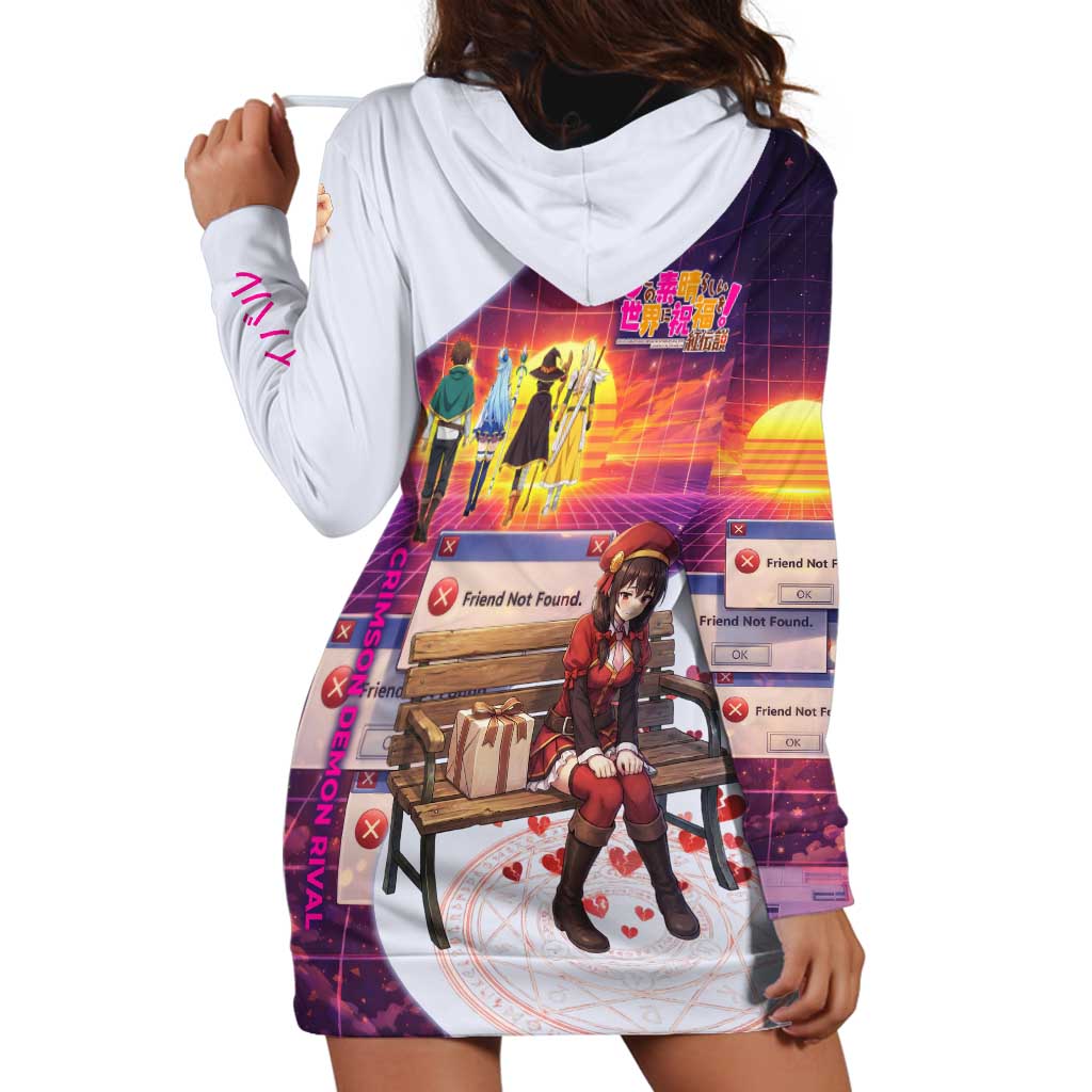 Friend Not Found Konosuba Tribute Hoodie Dress Vaporwave Digital Nostalgia Style