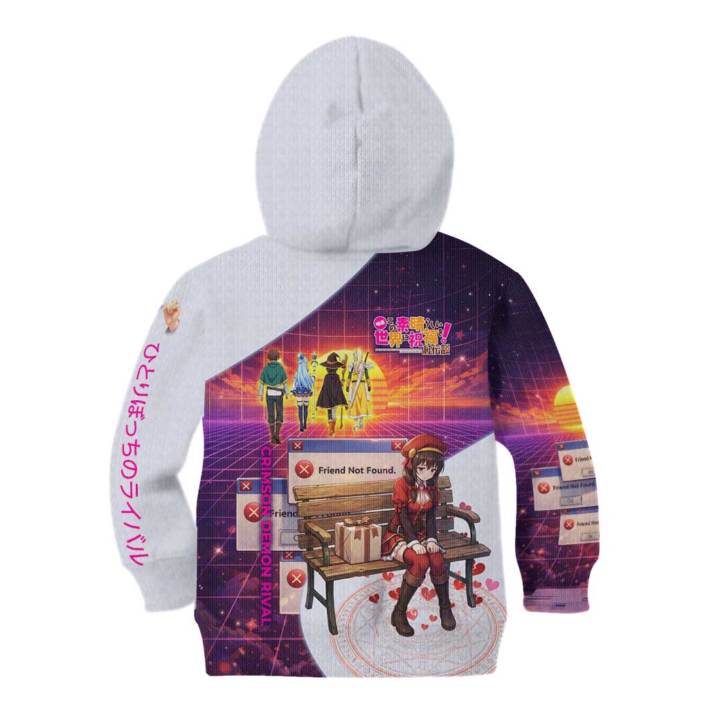 Friend Not Found Konosuba Tribute Kid Hoodie Vaporwave Digital Nostalgia Style