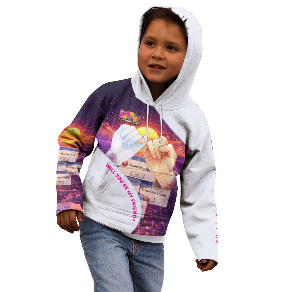 Friend Not Found Konosuba Tribute Kid Hoodie Vaporwave Digital Nostalgia Style