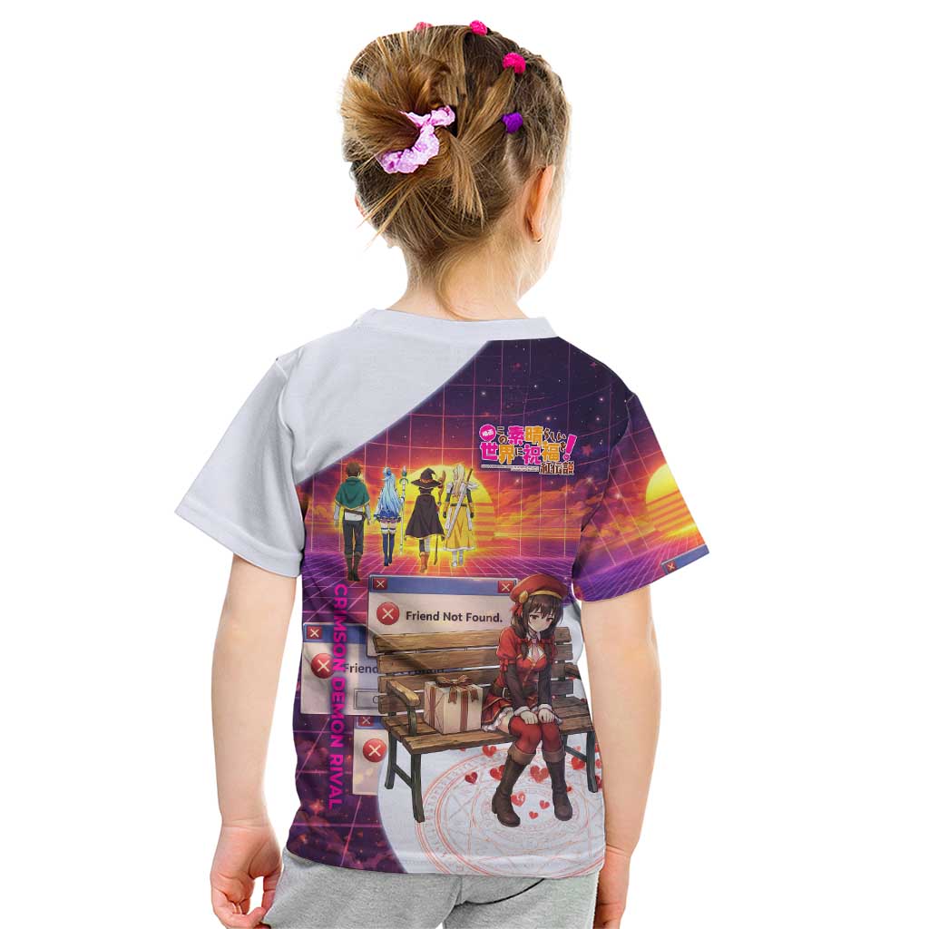Friend Not Found Konosuba Tribute Kid T Shirt Vaporwave Digital Nostalgia Style