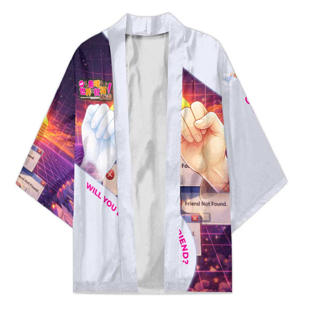 Friend Not Found Konosuba Tribute Kimono Vaporwave Digital Nostalgia Style
