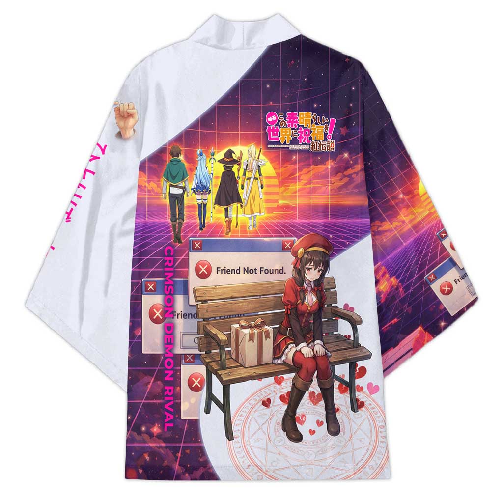 Friend Not Found Konosuba Tribute Kimono Vaporwave Digital Nostalgia Style