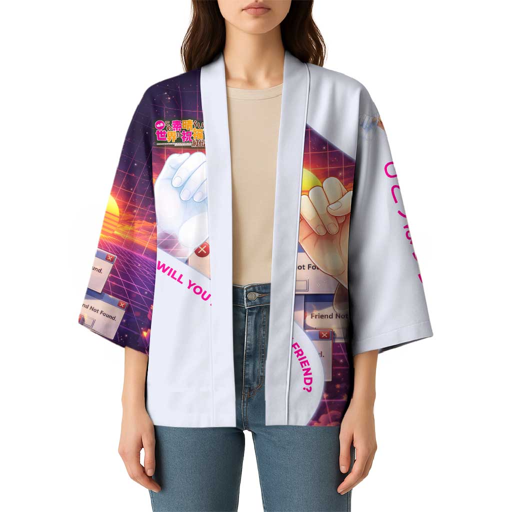 Friend Not Found Konosuba Tribute Kimono Vaporwave Digital Nostalgia Style