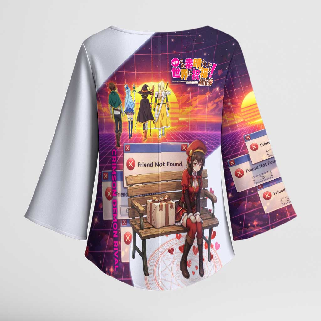 Friend Not Found Konosuba Tribute Kimono Sleeve Blouse Vaporwave Digital Nostalgia Style