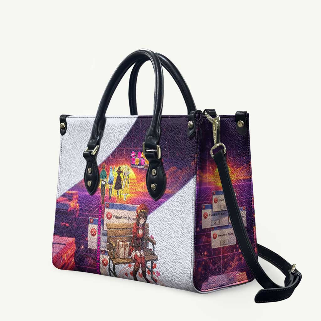 Friend Not Found Konosuba Tribute Leather Bag Vaporwave Digital Nostalgia Style