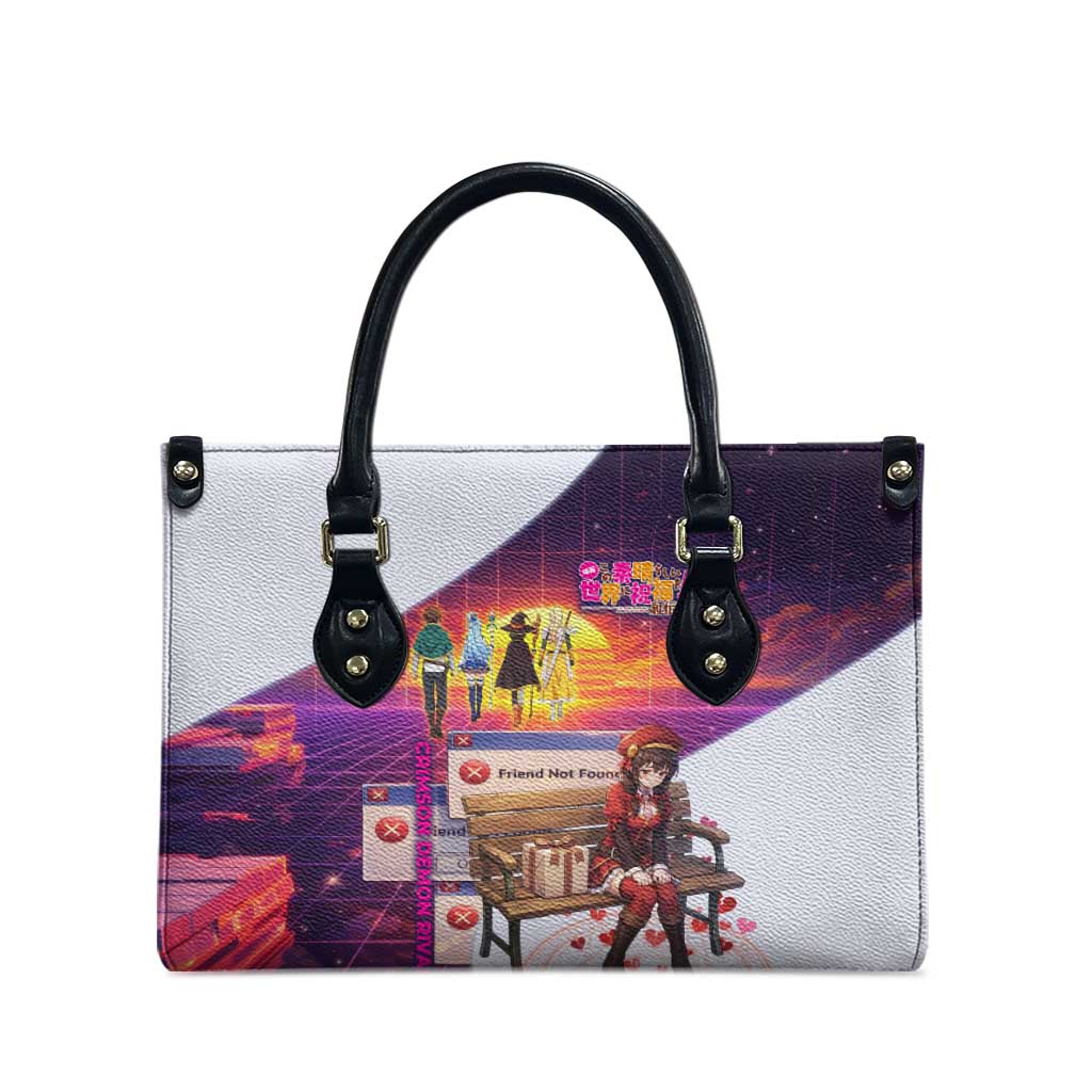 Friend Not Found Konosuba Tribute Leather Bag Vaporwave Digital Nostalgia Style