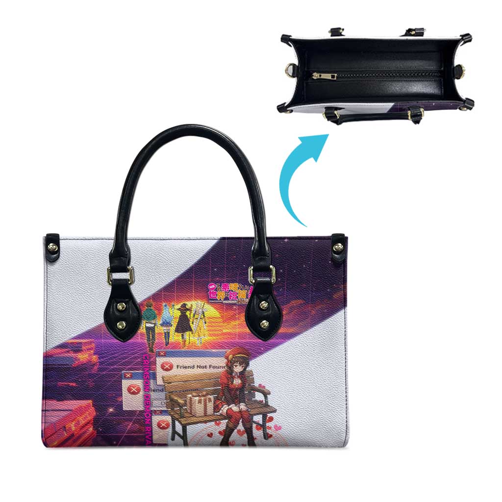 Friend Not Found Konosuba Tribute Leather Bag Vaporwave Digital Nostalgia Style