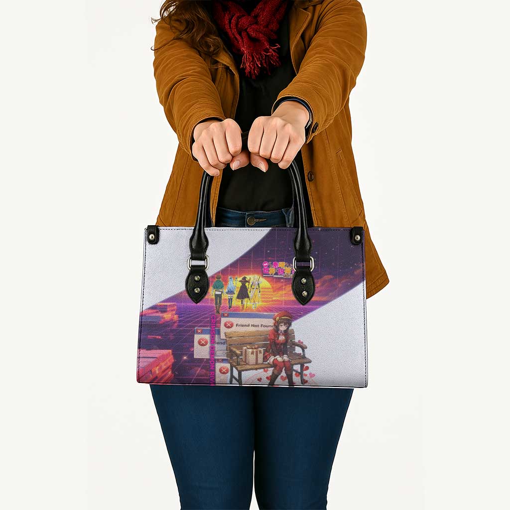 Friend Not Found Konosuba Tribute Leather Bag Vaporwave Digital Nostalgia Style