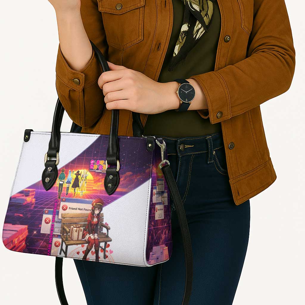 Friend Not Found Konosuba Tribute Leather Bag Vaporwave Digital Nostalgia Style