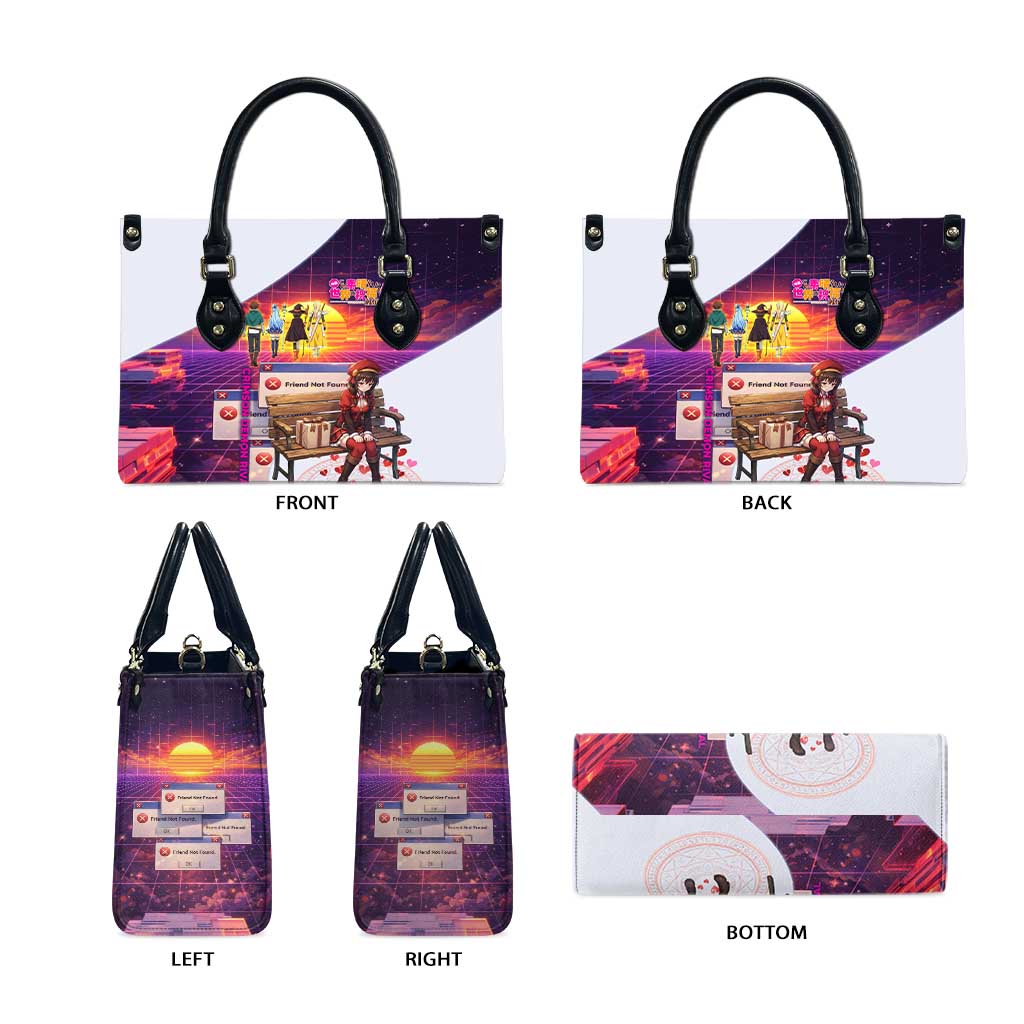 Friend Not Found Konosuba Tribute Leather Bag Vaporwave Digital Nostalgia Style