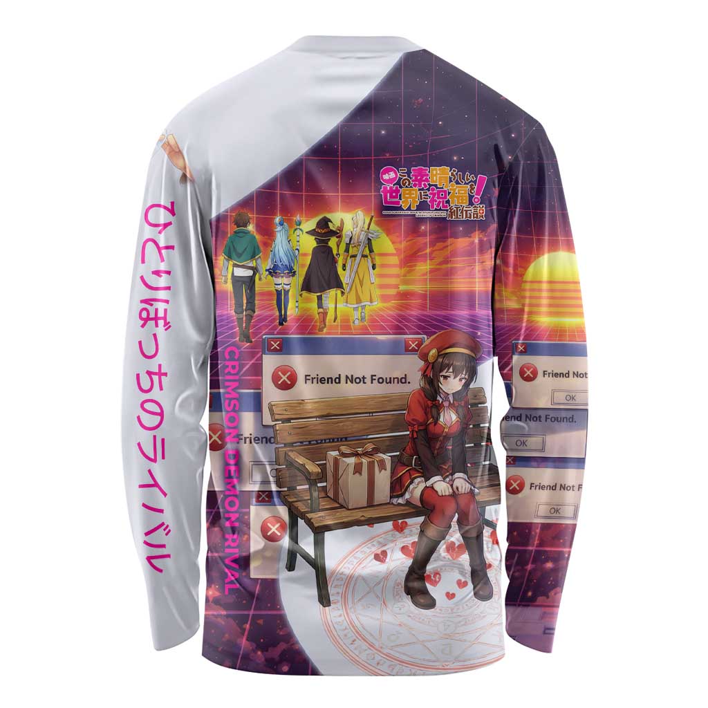 Friend Not Found Konosuba Tribute Long Sleeve Shirt Vaporwave Digital Nostalgia Style