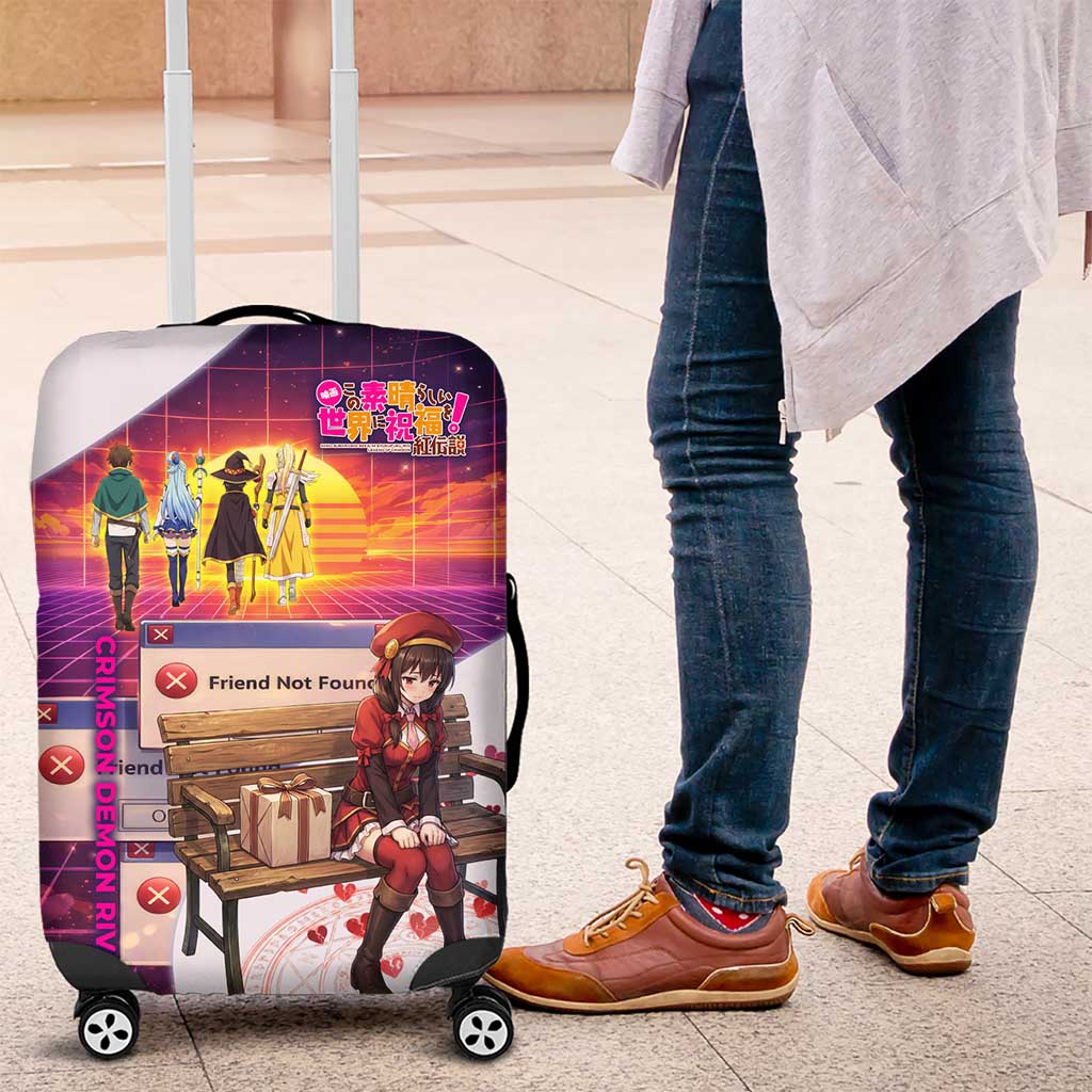 Friend Not Found Konosuba Tribute Luggage Cover Vaporwave Digital Nostalgia Style