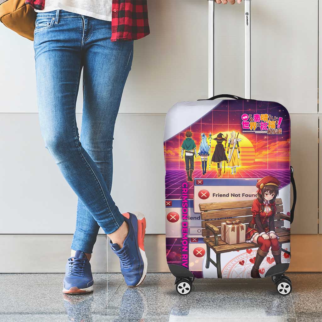 Friend Not Found Konosuba Tribute Luggage Cover Vaporwave Digital Nostalgia Style