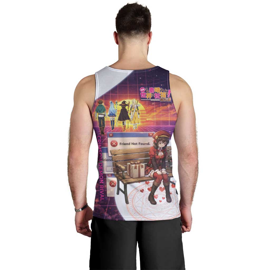 Friend Not Found Konosuba Tribute Men Tank Top Vaporwave Digital Nostalgia Style