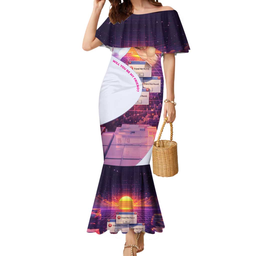 Friend Not Found Konosuba Tribute Mermaid Dress Vaporwave Digital Nostalgia Style