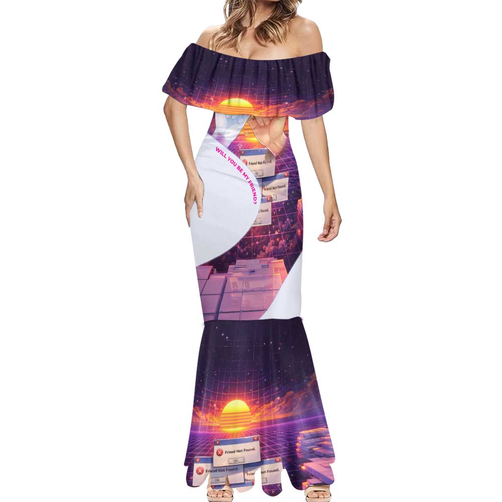 Friend Not Found Konosuba Tribute Mermaid Dress Vaporwave Digital Nostalgia Style