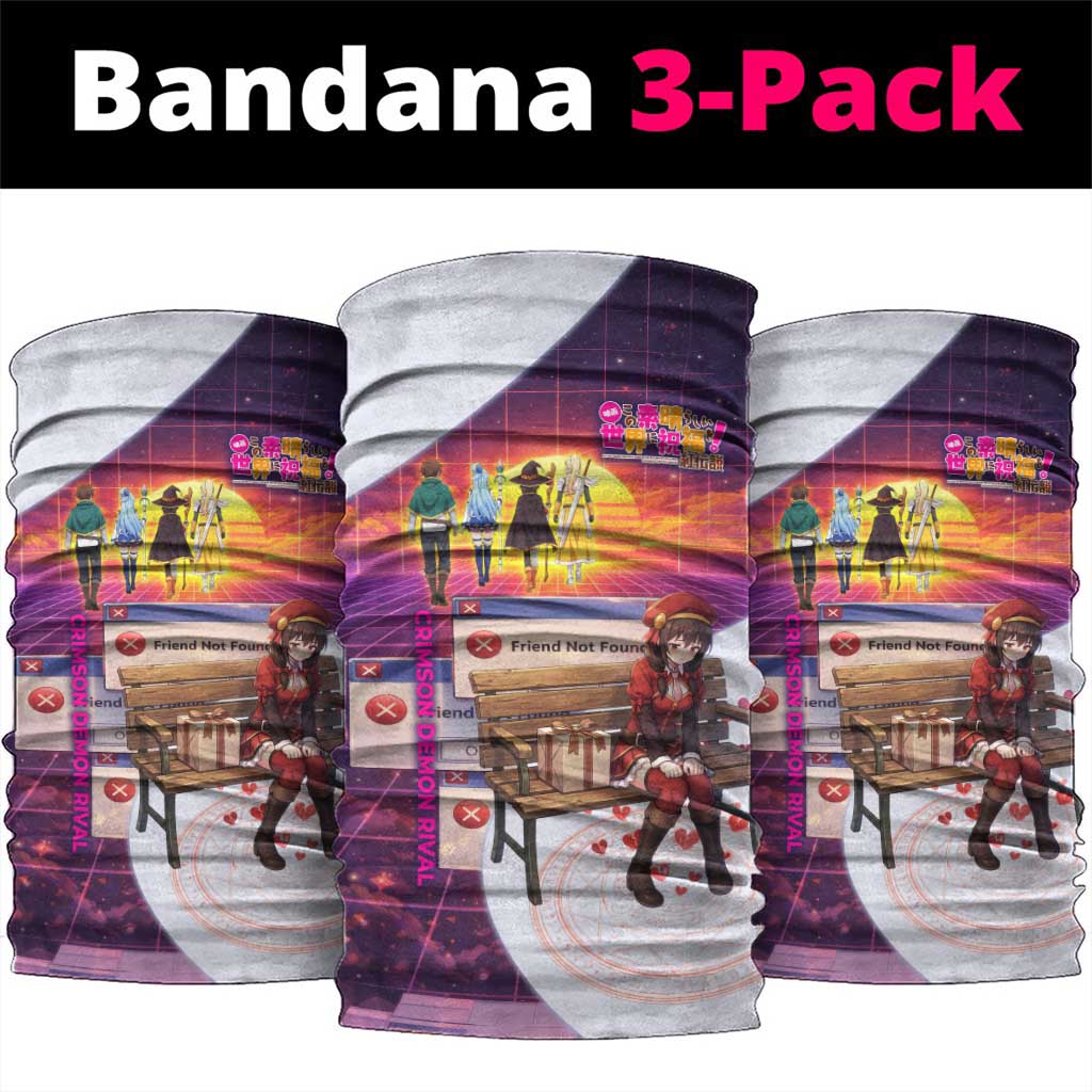 Friend Not Found Konosuba Tribute Neck Gaiter Vaporwave Digital Nostalgia Style