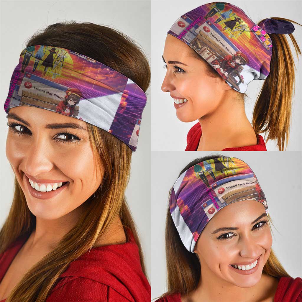 Friend Not Found Konosuba Tribute Neck Gaiter Vaporwave Digital Nostalgia Style
