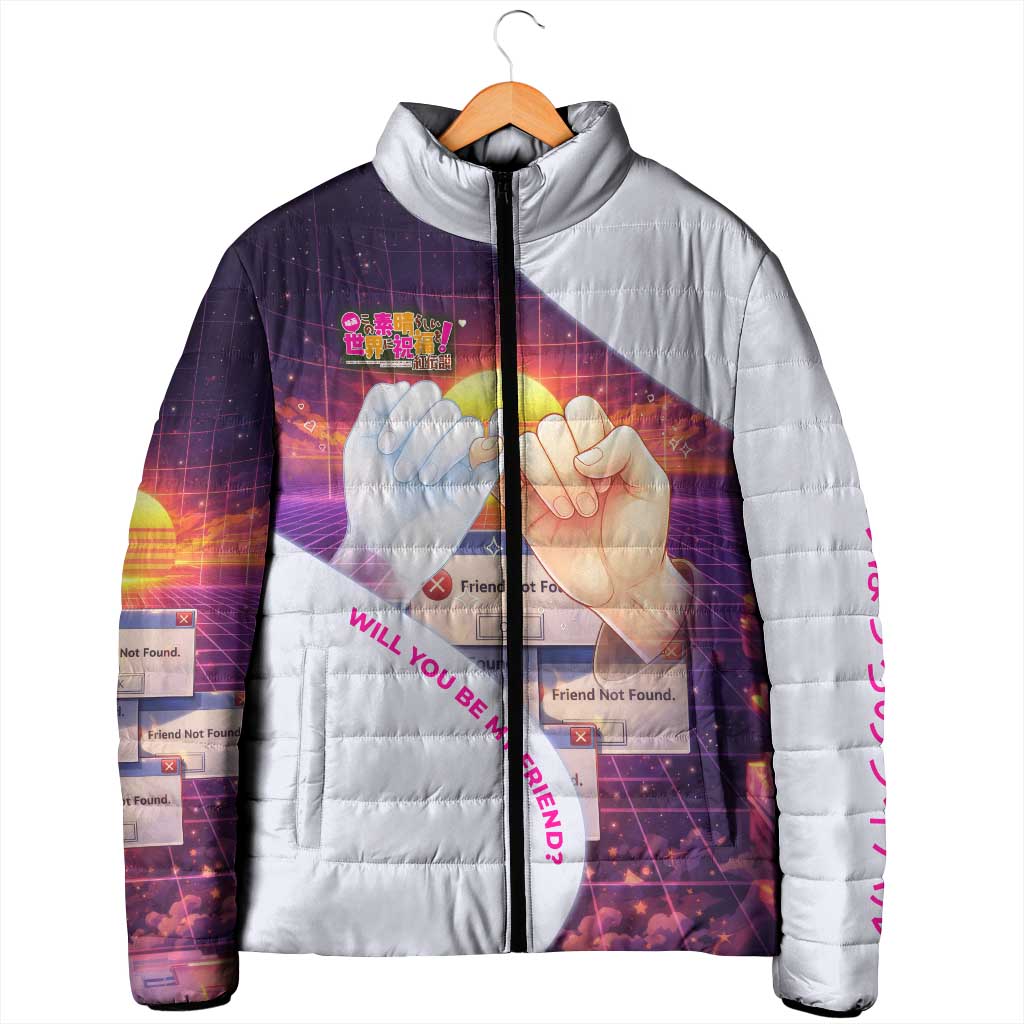 Friend Not Found Konosuba Tribute Padded Jacket Vaporwave Digital Nostalgia Style