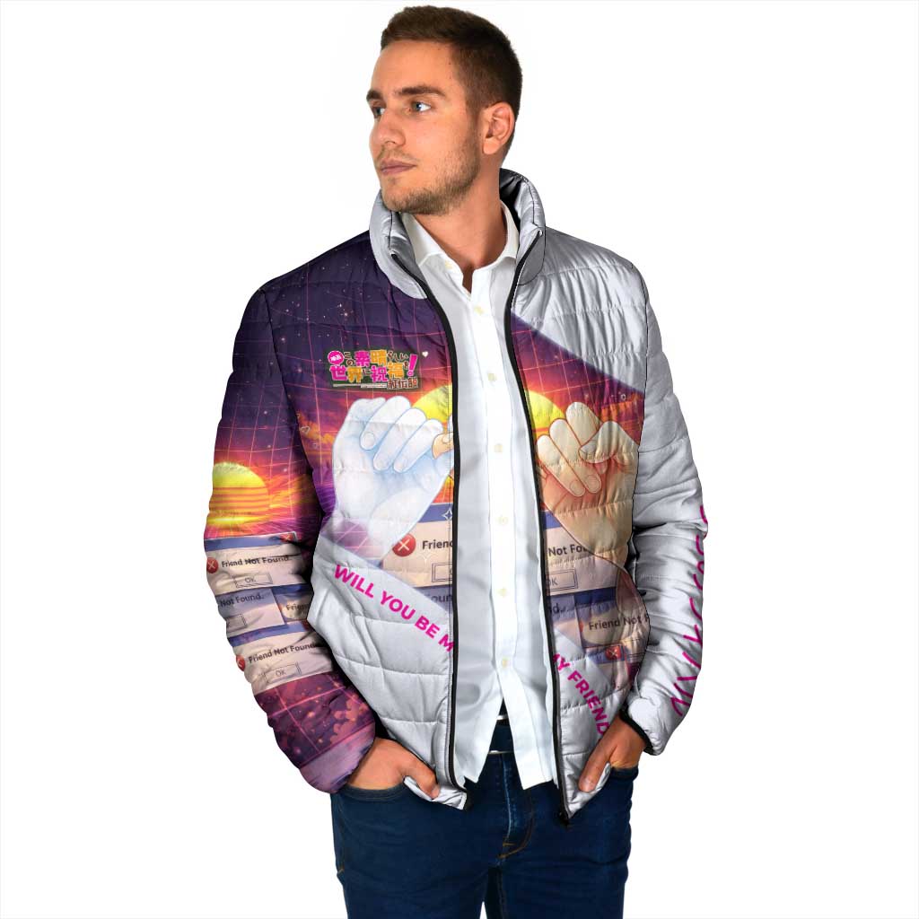 Friend Not Found Konosuba Tribute Padded Jacket Vaporwave Digital Nostalgia Style