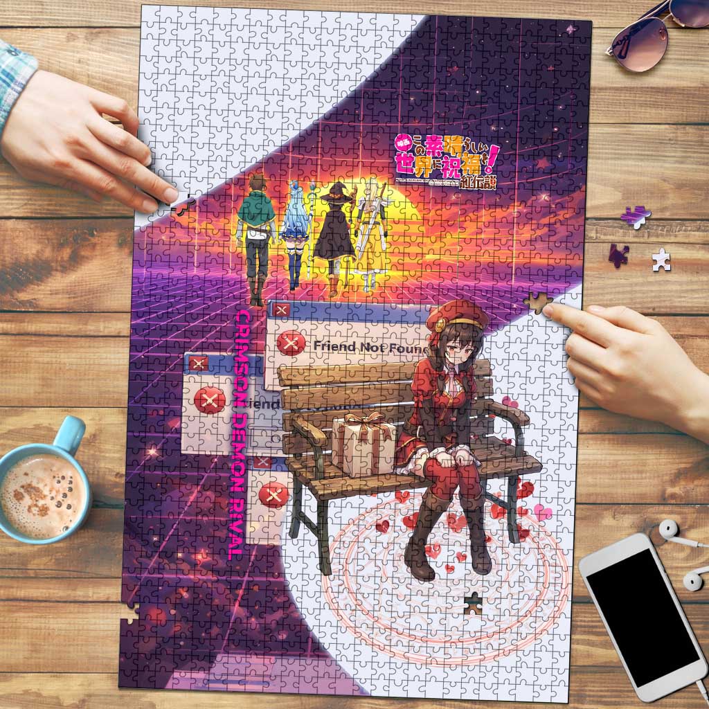 Friend Not Found Konosuba Tribute Puzzle Vaporwave Digital Nostalgia Style