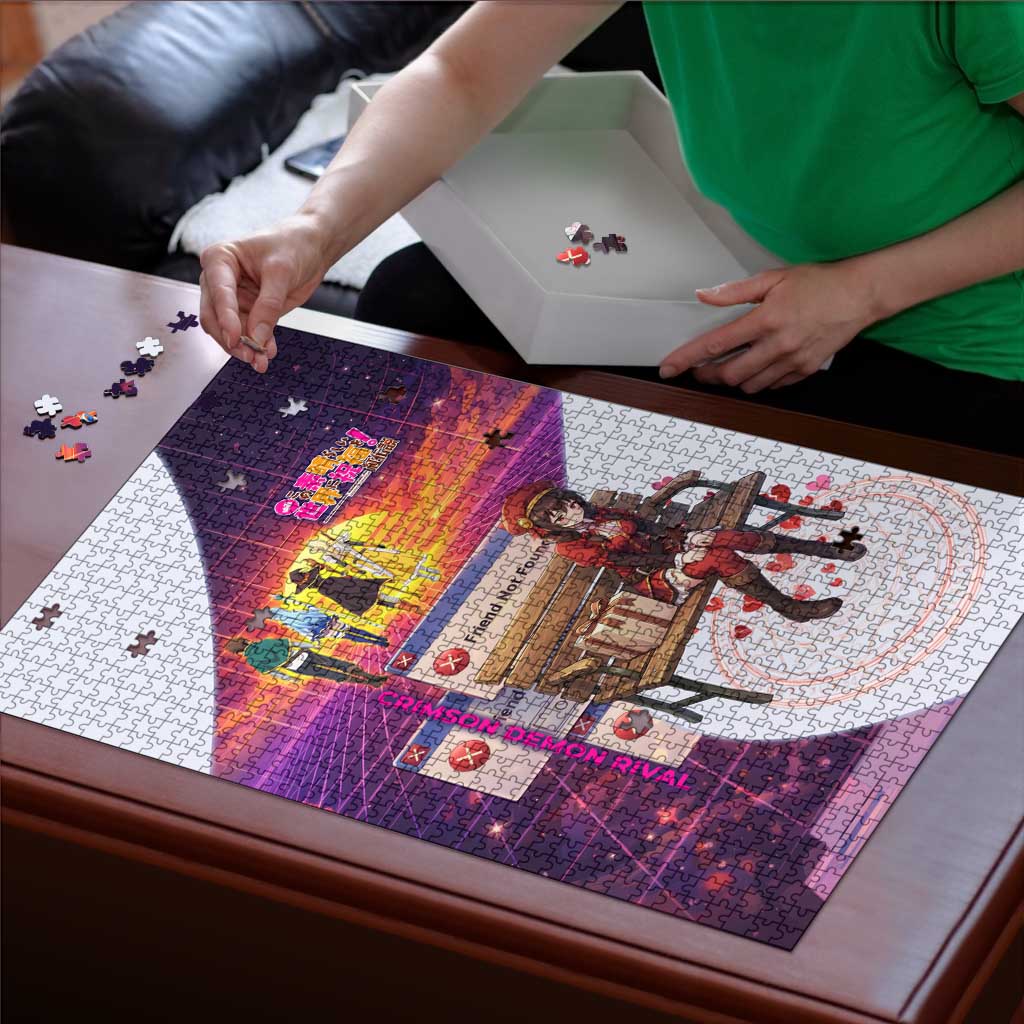 Friend Not Found Konosuba Tribute Puzzle Vaporwave Digital Nostalgia Style