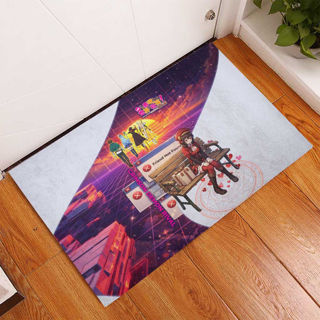 Friend Not Found Konosuba Tribute Rubber Doormat Vaporwave Digital Nostalgia Style