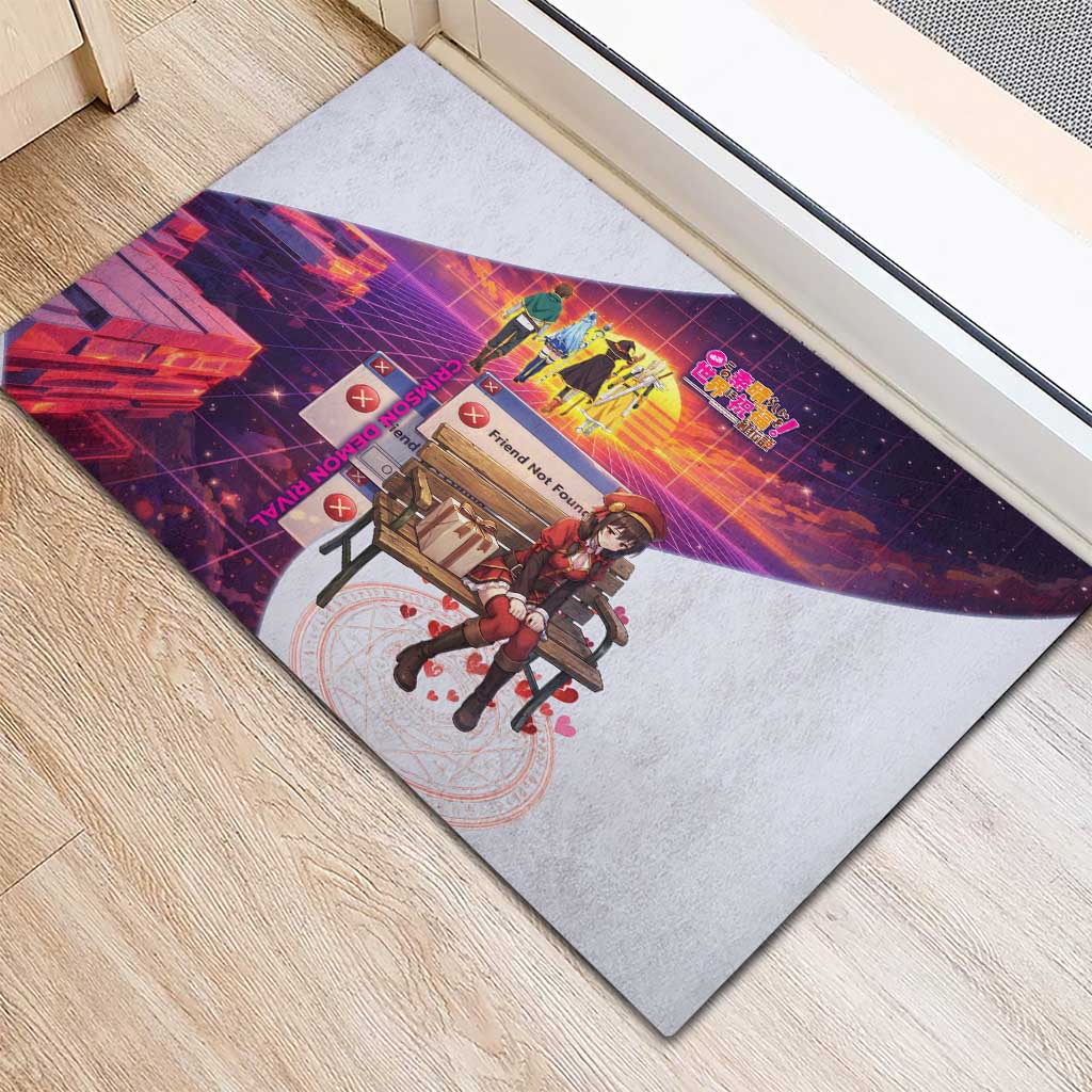 Friend Not Found Konosuba Tribute Rubber Doormat Vaporwave Digital Nostalgia Style