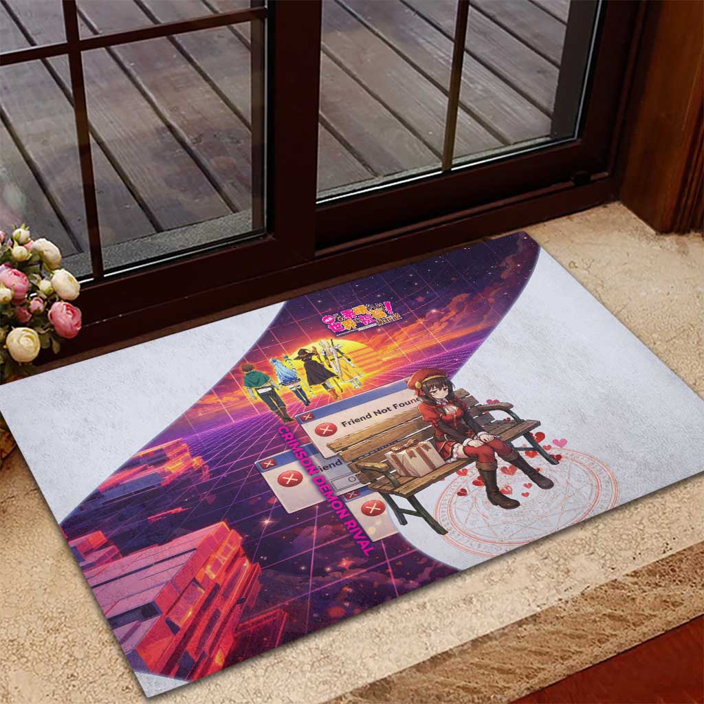 Friend Not Found Konosuba Tribute Rubber Doormat Vaporwave Digital Nostalgia Style
