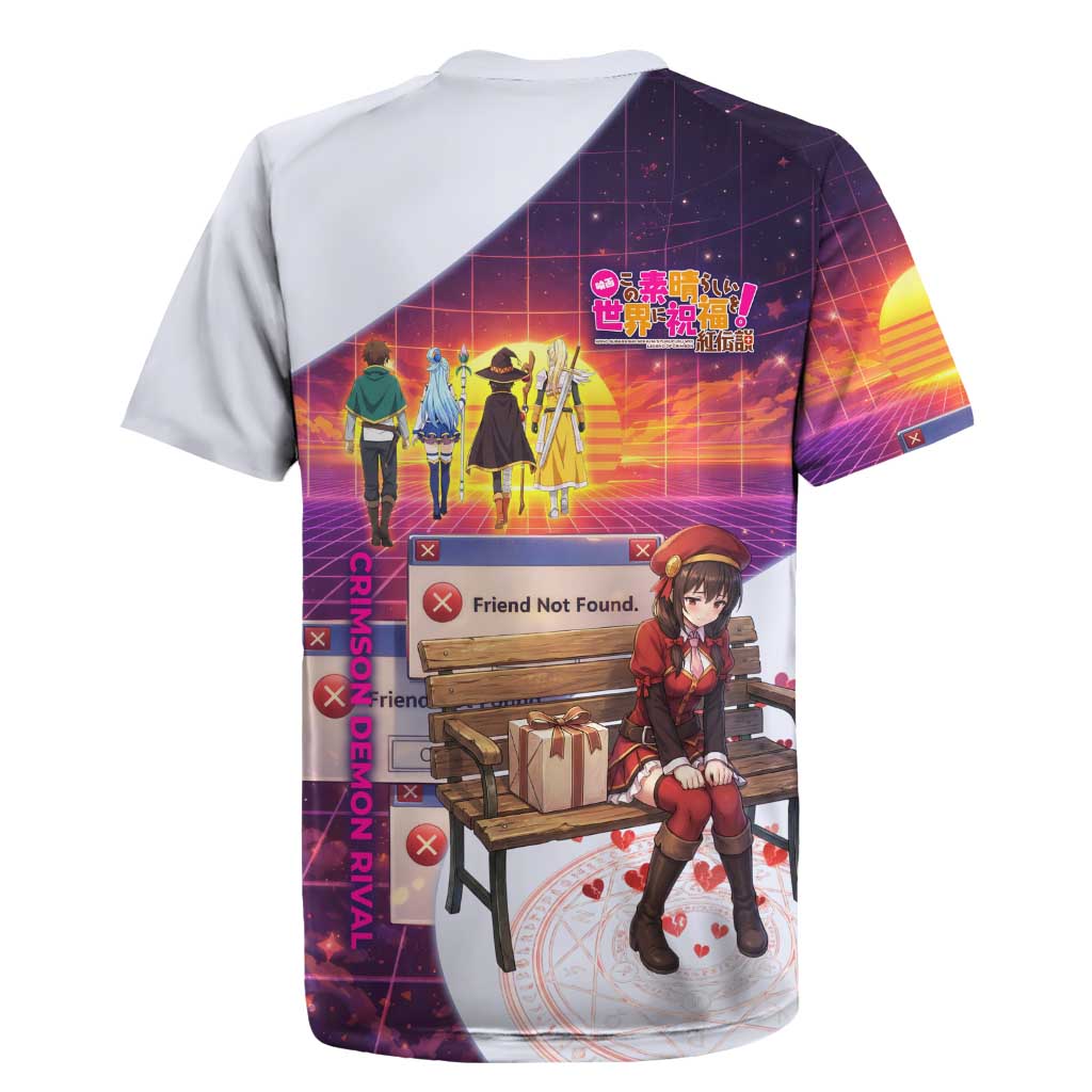 Friend Not Found Konosuba Tribute Rugby Jersey Vaporwave Digital Nostalgia Style