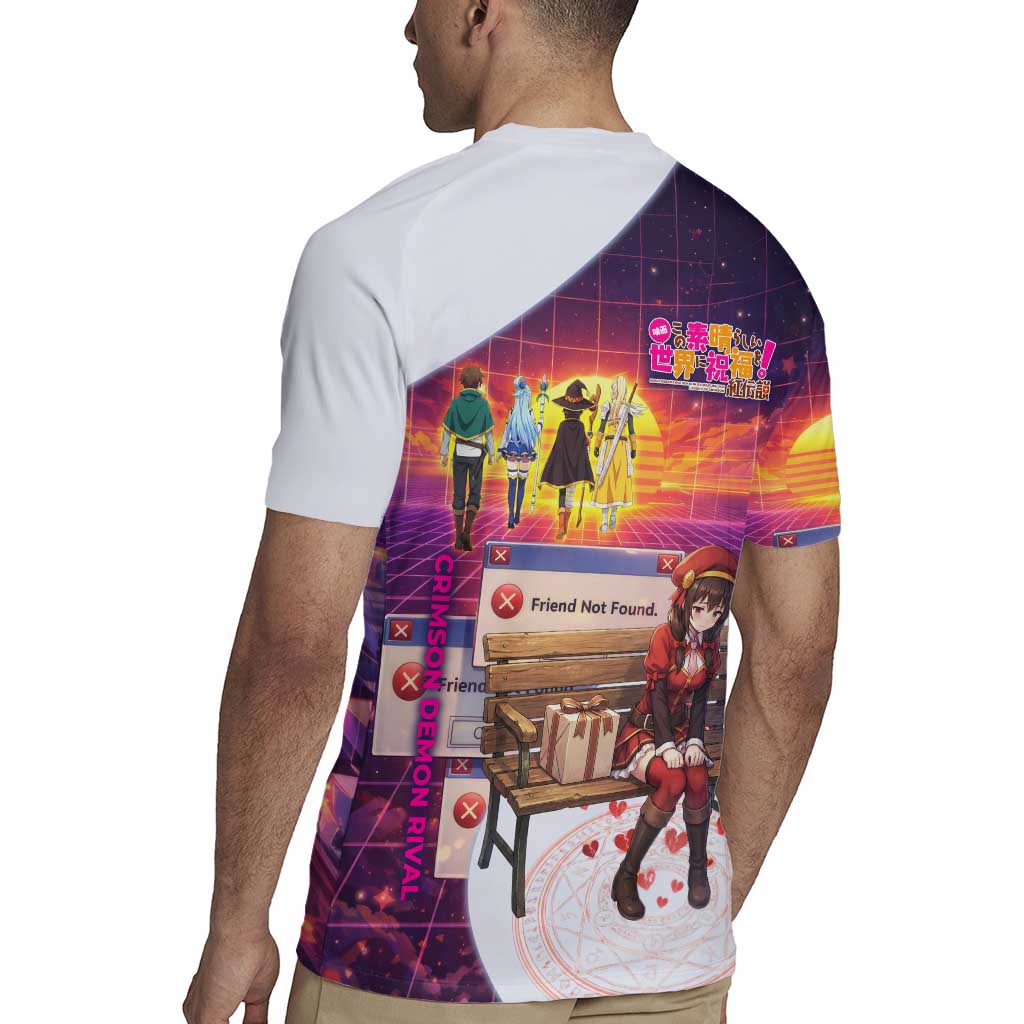Friend Not Found Konosuba Tribute Rugby Jersey Vaporwave Digital Nostalgia Style